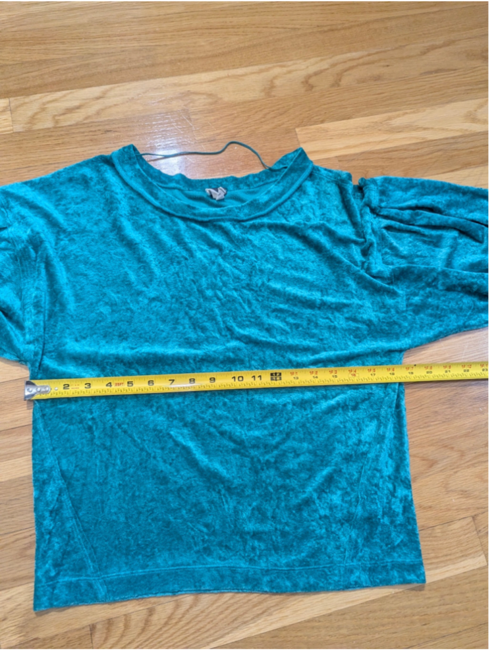 Free People Milan Teal Crushed Velvet Long Sleeve Top Small - Picture 10 of 13